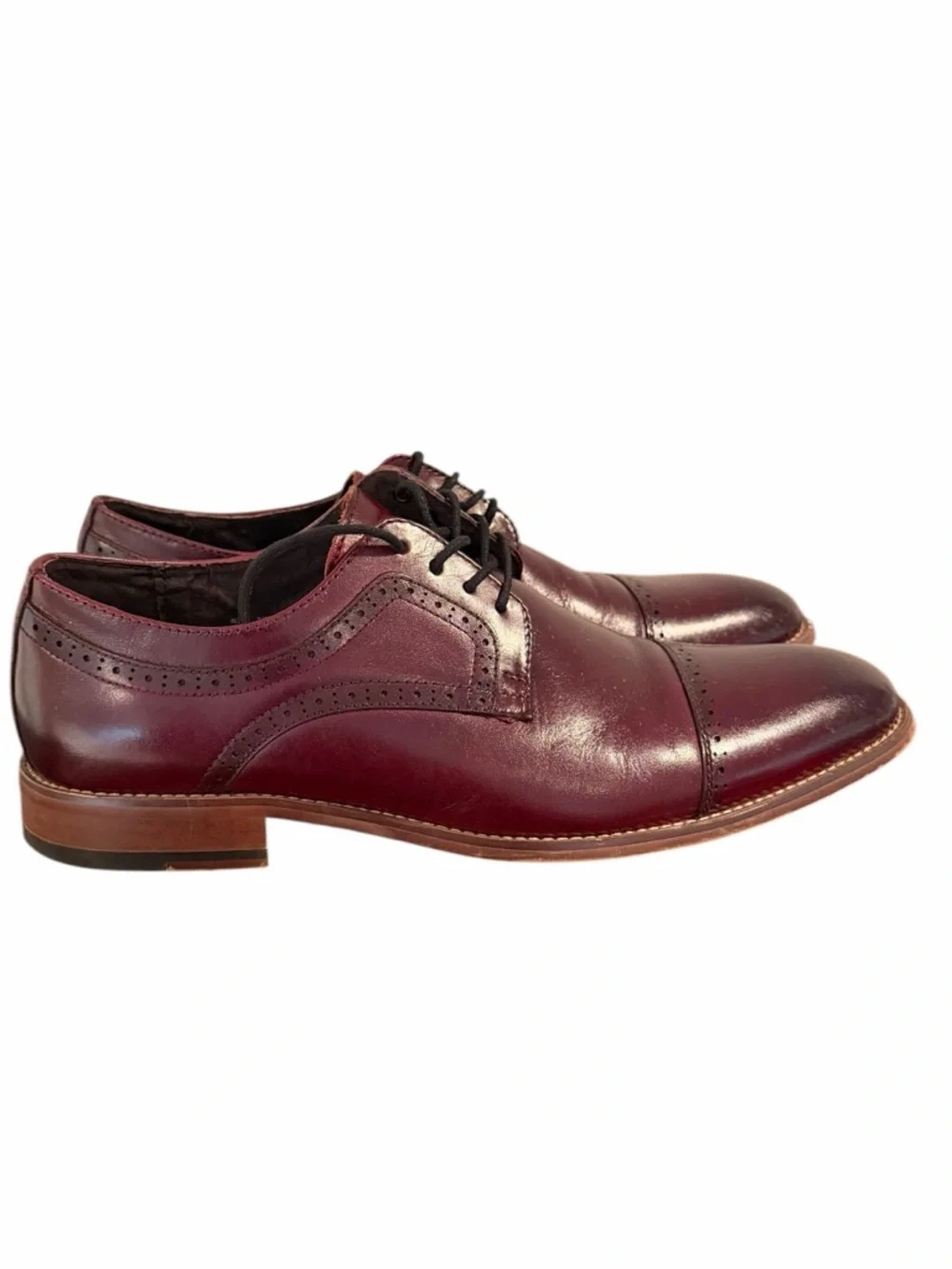 Stacy Adams Dickinson Burgundy Leather Cap Toe Oxford Dress Shoes Mens 10